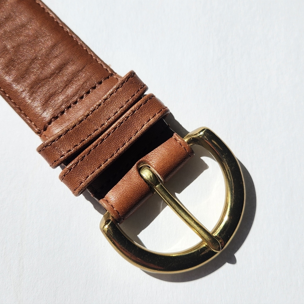 Coach Tan Leather Belt with Gold Buckle - Picture 8 of 9